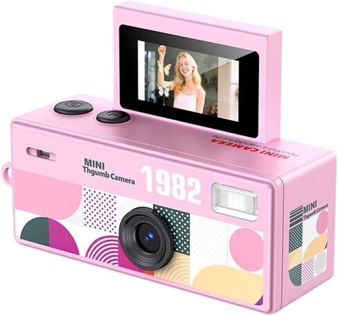 LK030 Retro CCD 720P Mini Pocket Digital Camera | LK030 Mini CCD Camera 0.96in Flip Selfie Screen 200mAh Battery(Pink) in Saudi Arabia