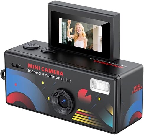 LK030 Retro CCD 720P Mini Pocket Digital Camera | LK030 Mini CCD Camera 0.96in Flip Selfie Screen 200mAh Battery(Pink) in Saudi Arabia
