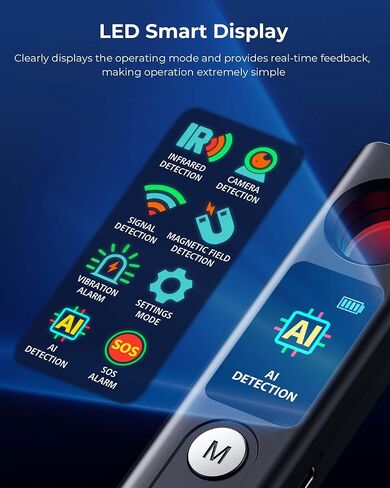 Hidden Camera Detectors, Anti-Spy Camera Finder with LED Screen Rechargeable GPS Tracker&Bug Detector, Anti-Theft Alarm, 7 Modes Portable Privacy Protection for Airbnb, Hotel, Car, Office in Kuwait