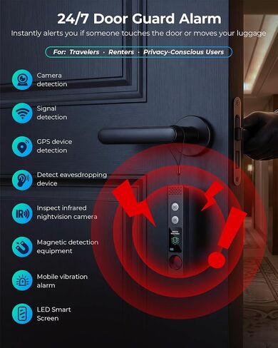 Hidden Camera Detectors, Anti-Spy Camera Finder with LED Screen Rechargeable GPS Tracker&Bug Detector, Anti-Theft Alarm, 7 Modes Portable Privacy Protection for Airbnb, Hotel, Car, Office in Kuwait