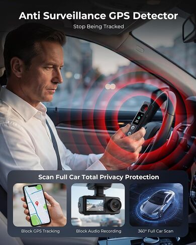 Hidden Camera Detectors, Anti-Spy Camera Finder with LED Screen Rechargeable GPS Tracker&Bug Detector, Anti-Theft Alarm, 7 Modes Portable Privacy Protection for Airbnb, Hotel, Car, Office in Kuwait