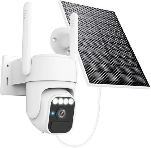 WY-LINK Solar Camera Outdoor Wireless, 360° Wi-Fi Home Security Cameras | 5200mAh battery with solar panel,IP65 weatherproof,color night vision,motion detection tracking,2.4G Wi-Fi only,pan/tilt in Kuwait