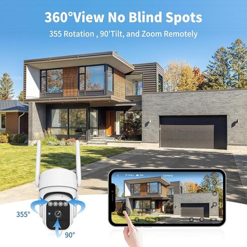 WY-LINK Solar Camera Outdoor Wireless, 360° Wi-Fi Home Security Cameras | 5200mAh battery with solar panel,IP65 weatherproof,color night vision,motion detection tracking,2.4G Wi-Fi only,pan/tilt in Kuwait