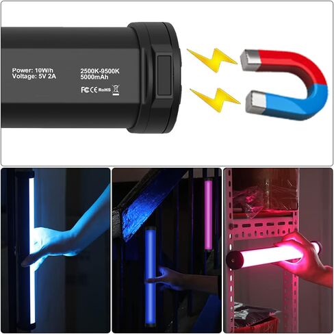 RGB Photography Light Wand Stick, 360° Full Color Portable LED Lighting Wand Handheld 5000mAh Rechargeable Battery & Magnet with 27"-80" Tripod Stand-2 Pack in Kuwait