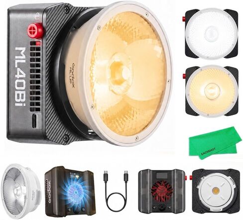 Godox ML40Bi Portable LED Video Light, Palm-Sized Bi-Color COB Light | with Built-in Battery, 2800K-6500K CCT, APP & NFC Control, Godox Mount, Lens Reflector, 43Min Runtime for YouTube in Kuwait