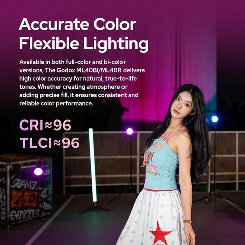Godox ML40Bi Portable LED Video Light, Palm-Sized Bi-Color COB Light | with Built-in Battery, 2800K-6500K CCT, APP & NFC Control, Godox Mount, Lens Reflector, 43Min Runtime for YouTube in Kuwait