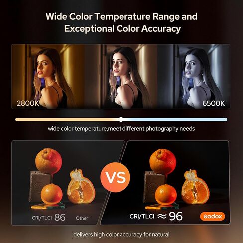 GODOX ML40Bi Bi-Color LED Video Light,2800K ~ 6500K LED Continuous Lighting,Support CCT,11 FX Mode,CRI≈96 TLCI≈96 Lights with App Control in Kuwait