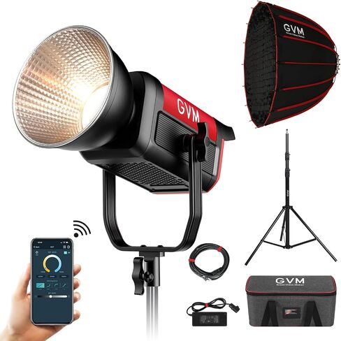 GVM Great Video Maker 200W Video Light Kit, LED Video Light Studio, Bluetooth Mesh Network/DMX Control, 45400lux/1m Continuous Lighting, 12 Lighting Effects, 2700K-6800K in Kuwait