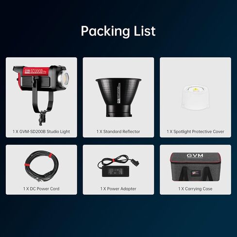 GVM Great Video Maker 200W Video Light Kit, LED Video Light Studio, Bluetooth Mesh Network/DMX Control, 45400lux/1m Continuous Lighting, 12 Lighting Effects, 2700K-6800K in Kuwait