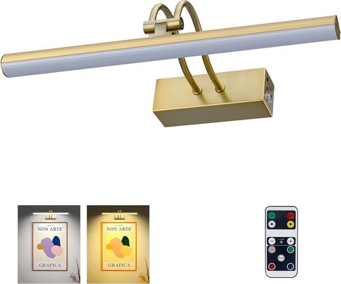 Picture Light,5000mAh Battery Operated Wall Sconce,16" Art Light,L-Gold | Metal Photo Lights for Wall,Remote Timer and Dimmer Gallery Light,Painting Light for Portrait Display Frame in Saudi Arabia