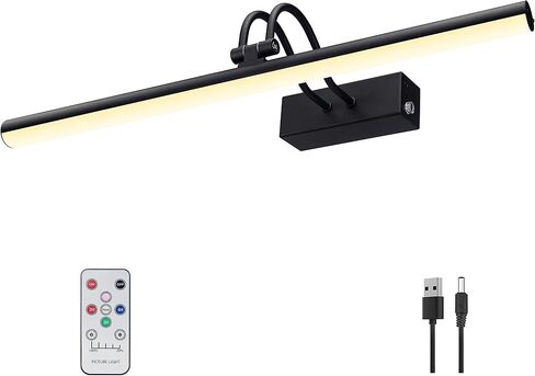 Picture Light,5000mAh Battery Operated Wall Sconce,16" Art Light,L-Gold | Metal Photo Lights for Wall,Remote Timer and Dimmer Gallery Light,Painting Light for Portrait Display Frame in Saudi Arabia