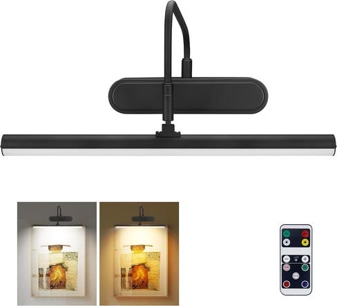 Picture Light,5000mAh Battery Operated Wall Sconce,16" Art Light,L-Gold | Metal Photo Lights for Wall,Remote Timer and Dimmer Gallery Light,Painting Light for Portrait Display Frame in Saudi Arabia