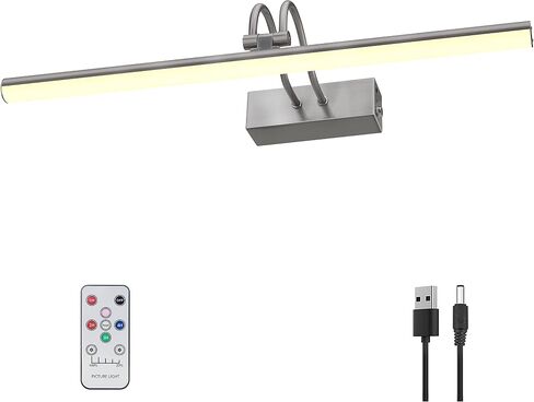 Picture Light,5000mAh Battery Operated Wall Sconce,16" Art Light,L-Gold | Metal Photo Lights for Wall,Remote Timer and Dimmer Gallery Light,Painting Light for Portrait Display Frame in Saudi Arabia