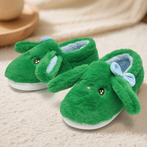 Bunny Slippers for Women Men, Cute Soft Plush Anti-slip Rabbit Fuzzy Shoes, Fluffy Winter Warm Indoor House Shoes, Dark Green in Kuwait