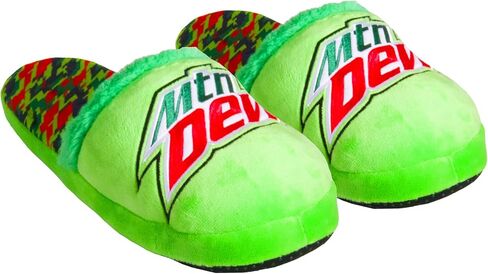 Odd Sox – Mountain Dew Slippers – Plush-Lined Slip-On House Shoes – Medium Size for Men & Women – Cozy Novelty Beverage Slippers with Non-Slip Sole, Fun Fuzzy Soda Pop Gift in Kuwait