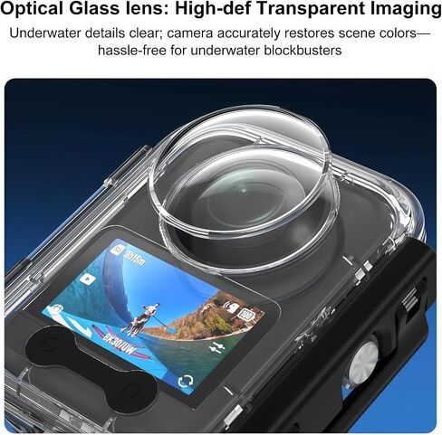 Compatible with Osmo 360 Waterproof Case, 45M/150FT Depth Waterproof Case, Panoramic Lens with Blind Spot Elimination, Shockproof PC Shell for Diving in Kuwait