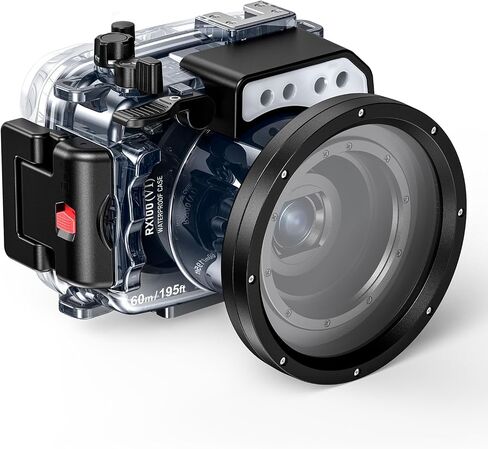 Sea frogs Camera Housing Compatible with Sony RX100-VI | Waterproof IPX8 Rated, 40m/132ft Depth Protection RX100-VI Underwater Camera Case, Ideal for Diving, Surfing RX100-6 in Kuwait