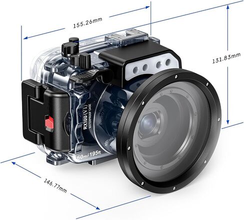 Sea frogs Camera Housing Compatible with Sony RX100-VI | Waterproof IPX8 Rated, 40m/132ft Depth Protection RX100-VI Underwater Camera Case, Ideal for Diving, Surfing RX100-6 in Kuwait