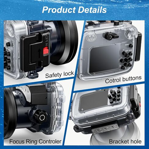 Sea frogs Camera Housing Compatible with Sony RX100-VI | Waterproof IPX8 Rated, 40m/132ft Depth Protection RX100-VI Underwater Camera Case, Ideal for Diving, Surfing RX100-6 in Kuwait