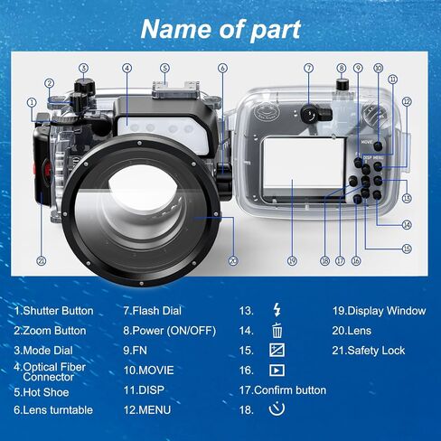 Sea frogs Camera Housing Compatible with Sony RX100-VI | Waterproof IPX8 Rated, 40m/132ft Depth Protection RX100-VI Underwater Camera Case, Ideal for Diving, Surfing RX100-6 in Kuwait