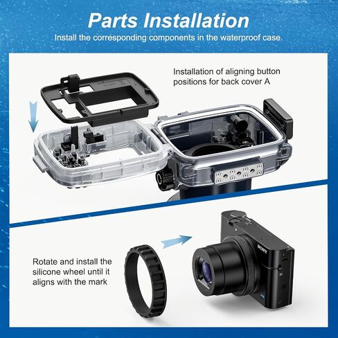 Sea frogs Camera Housing Compatible with Sony RX100-VI | Waterproof IPX8 Rated, 40m/132ft Depth Protection RX100-VI Underwater Camera Case, Ideal for Diving, Surfing RX100-6 in Kuwait
