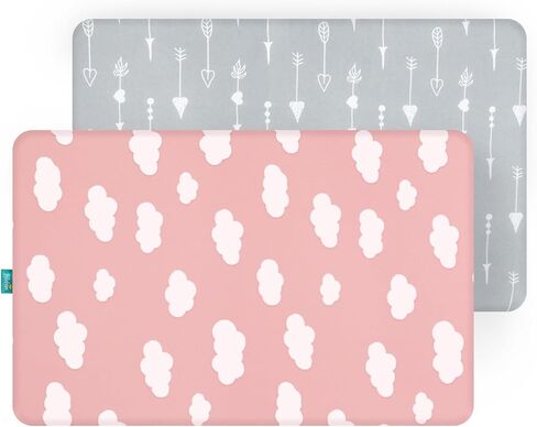 Pack and Play Sheets Fitted, 2 Pack Playard Sheet Fits for Graco Pack n Play Mattress, Mini Crib Sheets for Baby Boys & Girl in Kuwait