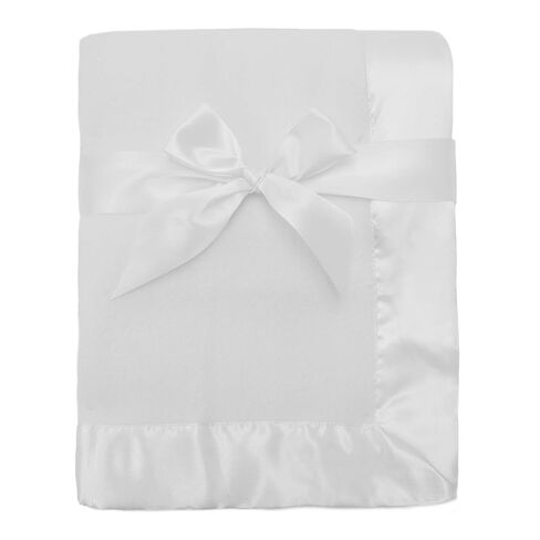 American Baby Company Fleece Blanket (30" x 40") with Silk-Like Satin Trim, Soft, Warm & Cozy, White, for Boys and Girls, Perfect for Baby Carrier, Stroller, Travel and Gifting in Kuwait
