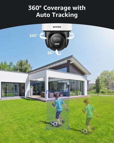 ANNKE 4K PT PoE Camera, 345° Pan 80° Tilt IP Security Cam Outdoor, Not PTZ | Two-Way Audio, Human Auto-Tracking Lite, AI Detection for Home Business Surveillance, Smart Dual Light, 512GB SD Card Slot in Kuwait