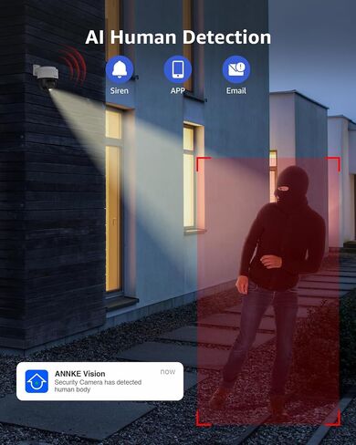ANNKE 4K PT PoE Camera, 345° Pan 80° Tilt IP Security Cam Outdoor, Not PTZ | Two-Way Audio, Human Auto-Tracking Lite, AI Detection for Home Business Surveillance, Smart Dual Light, 512GB SD Card Slot in Kuwait