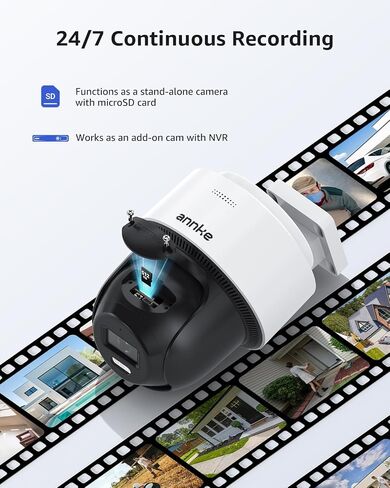 ANNKE 4K PT PoE Camera, 345° Pan 80° Tilt IP Security Cam Outdoor, Not PTZ | Two-Way Audio, Human Auto-Tracking Lite, AI Detection for Home Business Surveillance, Smart Dual Light, 512GB SD Card Slot in Kuwait