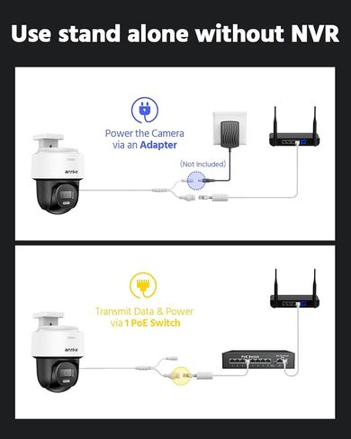 ANNKE 4K PT PoE Camera, 345° Pan 80° Tilt IP Security Cam Outdoor, Not PTZ | Two-Way Audio, Human Auto-Tracking Lite, AI Detection for Home Business Surveillance, Smart Dual Light, 512GB SD Card Slot in Kuwait