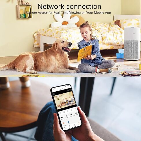 Indoor Security Camera with Clock,HD1080P,Motion Detection,Wireless WiFi,Night Vision,160° Wide-Angle View,Phone App,24/7 Surveillance for Home,Baby/Elder(2.4G and 5G) in Kuwait