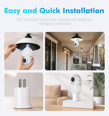 Light Bulb Security Camera,2K 5G & 2.4G WiFi Bulb Cameras for Home Security | Wireless Outdoor Cam with Motion Detection,2-Way Talk,Color Night Vision,Light Socket Security Camera Work with Alexa in Kuwait