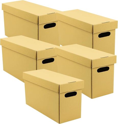 Lineco, Archival Storage Cartons, Acid-Free, 12x15x10 in, Tan, Pack of 5 | Ready-To-Assemble Filing Boxes for Organizing and Storing Documents, Prints, or Photos, Buffered Corrugated Board in Saudi Arabia