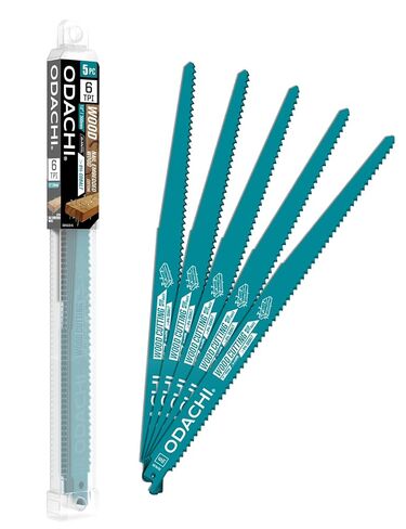 ODACHI Reciprocating Saw Blade for Wood, Nail-Embedded and Wood Demolition, Bi-Metal M42 Cobalt Sawzall Blades 12 Inch 6TPl 5-Pack in Kuwait