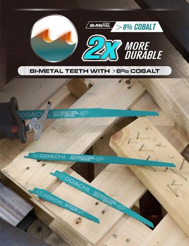 ODACHI Reciprocating Saw Blade for Wood, Nail-Embedded and Wood Demolition, Bi-Metal M42 Cobalt Sawzall Blades 12 Inch 6TPl 5-Pack in Kuwait