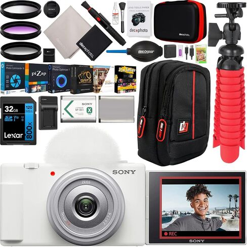 Sony ZV-1F Vlog Camera for Content Creators and Vloggers Black Bundle with Lexar 64GB High-Performance 800x UHS-I SDHC Memory Card + Camera Case + 1400 mAh Battery Pack in Saudi Arabia