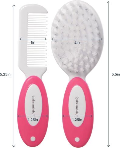 Dreambaby Deluxe Baby Brush and Comb Set - Super Soft Bristles & Non-Scratch Comb - Easy-Grip Toddler Handle – for Newborn Girls - Pink in Saudi Arabia