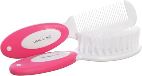 Dreambaby Deluxe Baby Brush and Comb Set - Super Soft Bristles & Non-Scratch Comb - Easy-Grip Toddler Handle – for Newborn Girls - Pink in Saudi Arabia