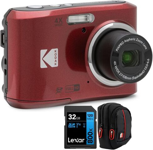 Kodak FZ45WH PIXPRO FZ45 16MP Digital Camera White Bundle with Lexar 32GB High-Performance 800x UHS-I SDHC Memory Card Blue Series and Deco Photo Point and Shoot Field Bag Camera Case in Kuwait