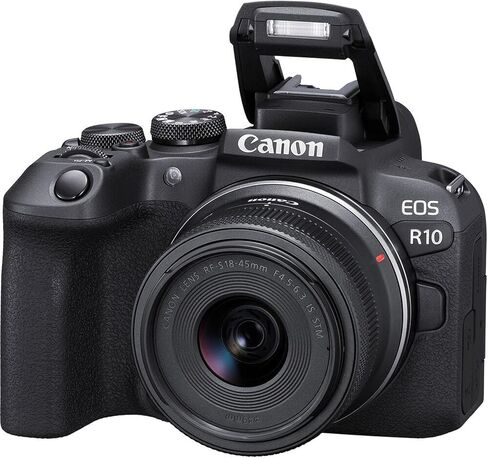 Canon EOS R10 Mirrorless Camera with RF-S 18-45mm f/4.5-6.3 is STM Lens + 128 GB Memory + Extra Battery + Camera Case + Tripod + More (29pc Bundle) in Kuwait