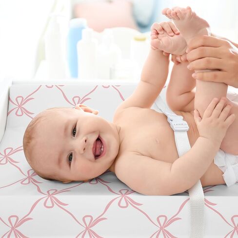 Sweet Jojo Designs Baby Changing Pad Cover Sheet (Pink Bows) for Girls, Infant/Newborn Diaper Table Change Mat Cover (Solid Blush & White Bow for Ballerina, Ballet Dancer, Princess Collection) in Kuwait
