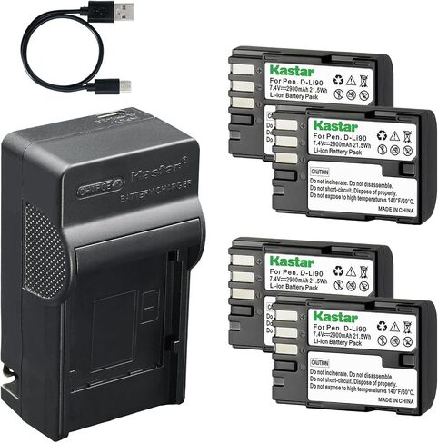 Kastar 3-Pack D-Li90 Battery and AC & USB-C Charger Compatible with Pentax K-1 K-3 III K-3 II K-5 II K-5 IIs K-7 645D 645Z DSLR Cameras in Kuwait