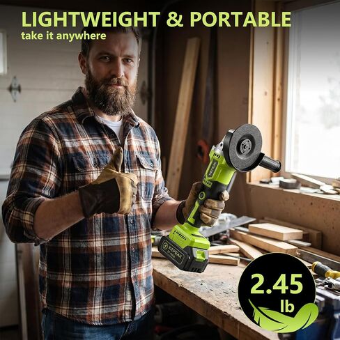Cordless Angle Grinder, 4-1/2 Inch 3-Speed Brushless Power Grinder with Battery & Charger, Complete Accessories Kit, Electric Cut Off Tool for Metal Cutting, Grinding, Polishing in Kuwait