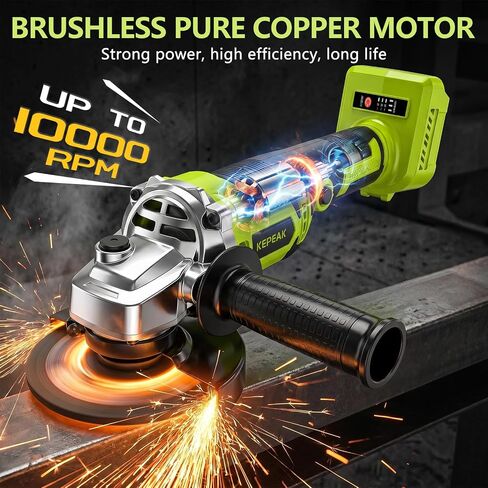 Cordless Angle Grinder, 4-1/2 Inch 3-Speed Brushless Power Grinder with Battery & Charger, Complete Accessories Kit, Electric Cut Off Tool for Metal Cutting, Grinding, Polishing in Kuwait