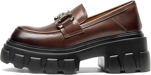 Beau اليوم منصة المتسكعون للنساء ، ومتسكعون للنساء الجلدية للنساء ، وكعب Lug Slip-on on tremble horsebit غير انزلاق لعمليات العمل غير الرسمية in Kuwait