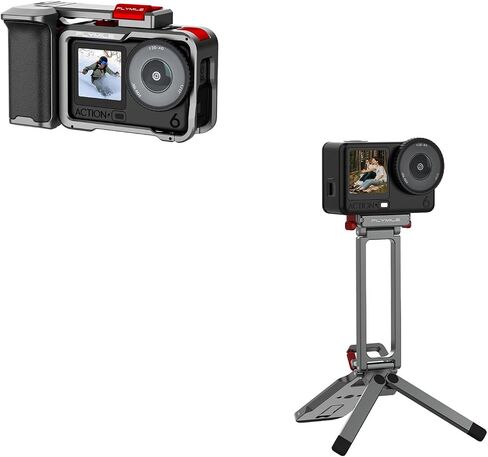 Action 6 Grip Kit (with Metal Cage), Aluminum Alloy Camera Handle Bundle Expansion Mount Magnetic Quick Release Mini Tripod Stand, 180° Adjustable Aluminum Tripod Table Mount Desk Base in Kuwait