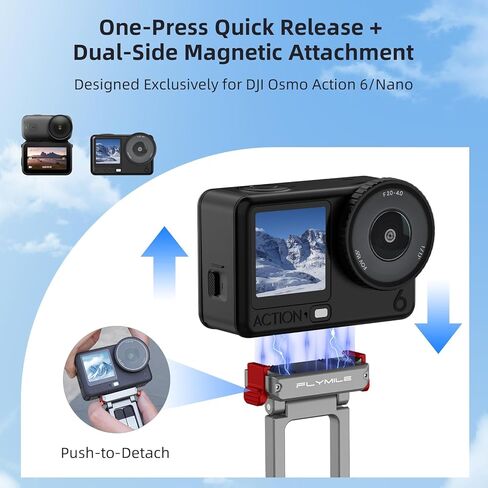 Action 6 Grip Kit (with Metal Cage), Aluminum Alloy Camera Handle Bundle Expansion Mount Magnetic Quick Release Mini Tripod Stand, 180° Adjustable Aluminum Tripod Table Mount Desk Base in Kuwait
