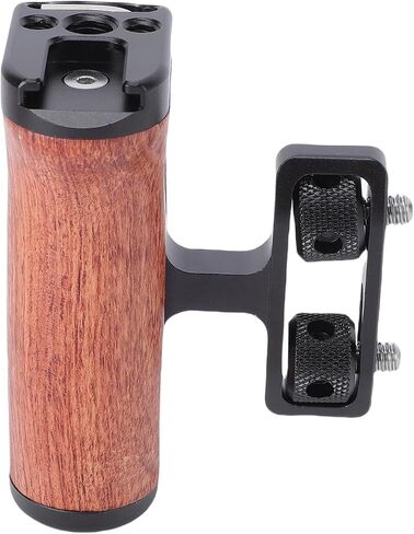 Wooden Camera Cage Handle, Adjustable 1/4 Inch Screw Mount Left Right Side Grip with Cold Shoe Sliding Groove, for Universal Camera Cage Video Lamp Smartphone in Kuwait