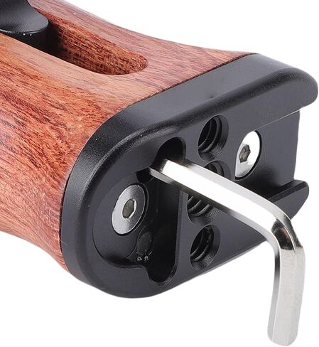 Wooden Camera Cage Handle, Adjustable 1/4 Inch Screw Mount Left Right Side Grip with Cold Shoe Sliding Groove, for Universal Camera Cage Video Lamp Smartphone in Kuwait